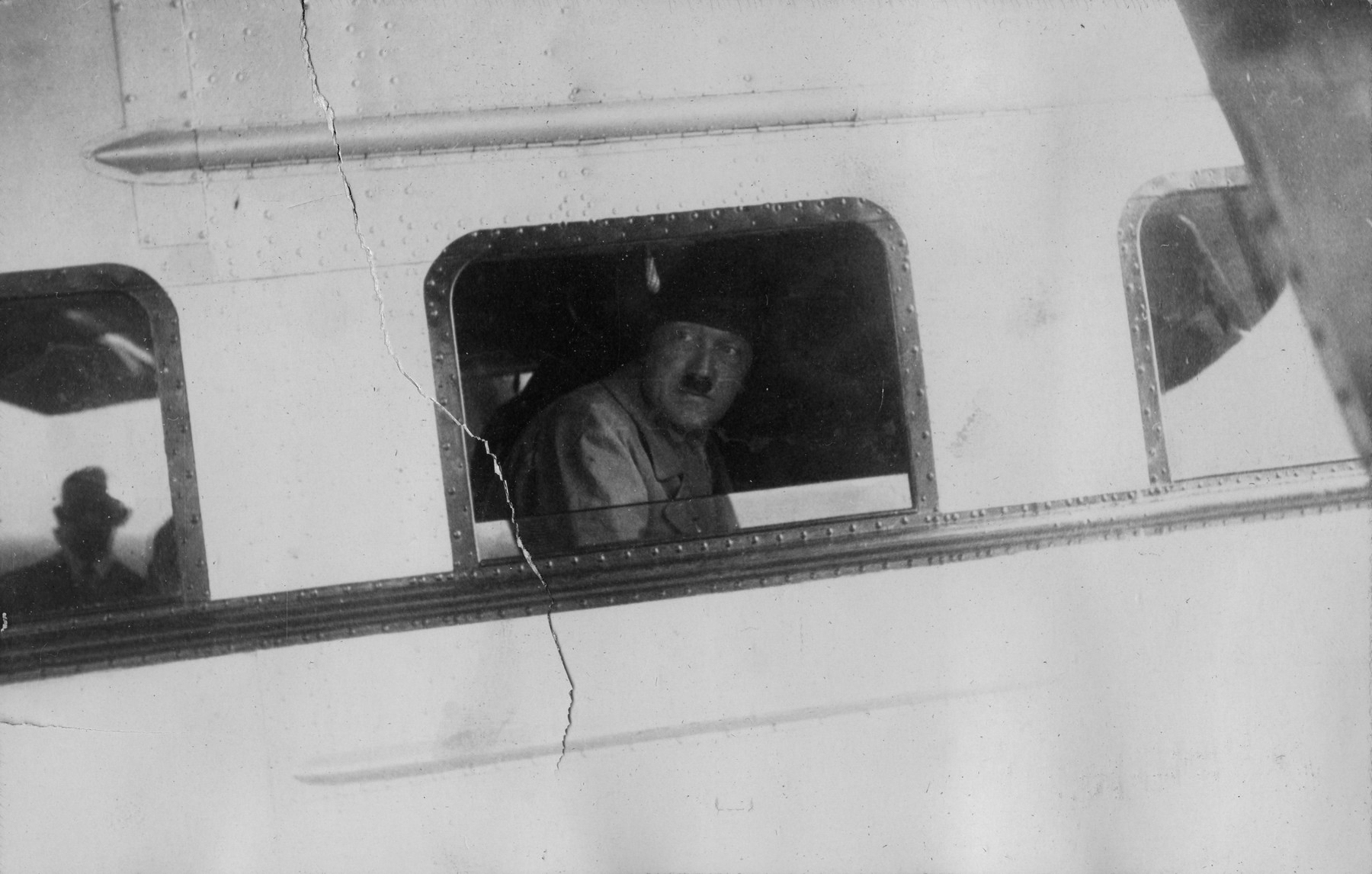 Adolf Hitler in his plane leaving Bremen